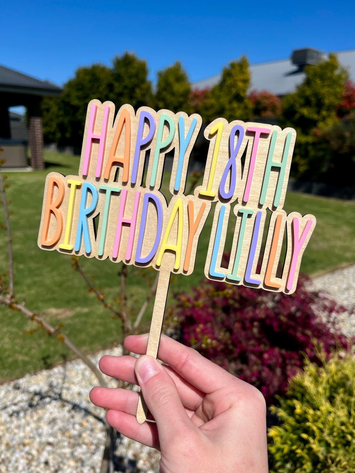 Personalised Rainbow Birthday Cake Topper