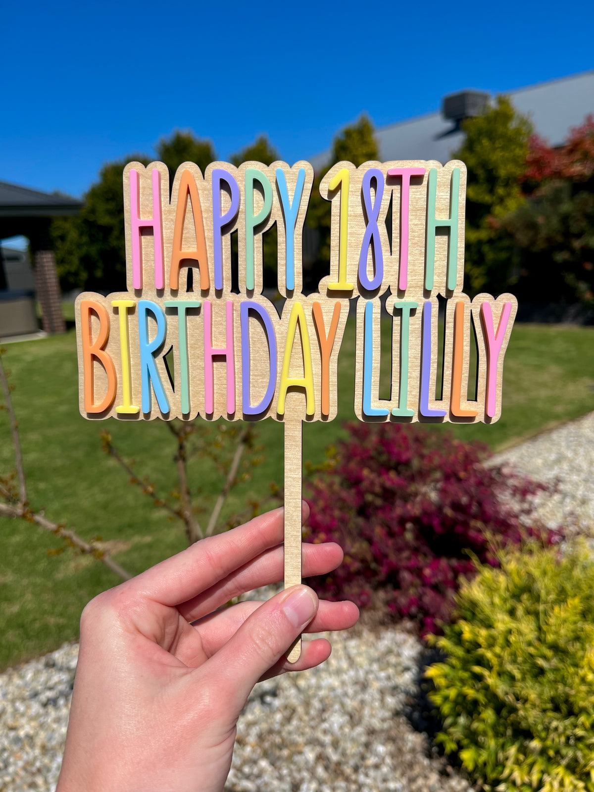 Personalised Rainbow Birthday Cake Topper