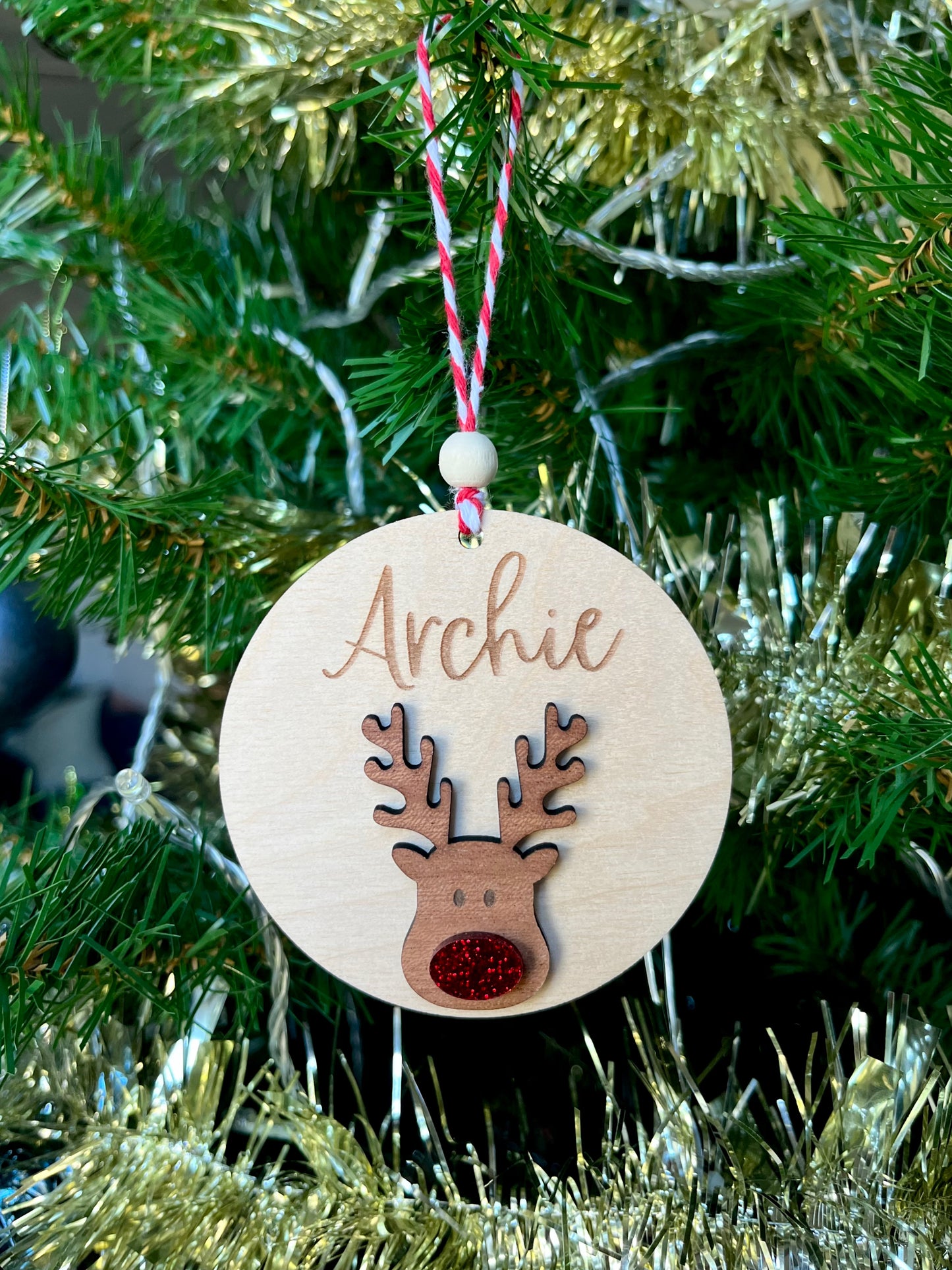 Personalised Reindeer Name Ornament