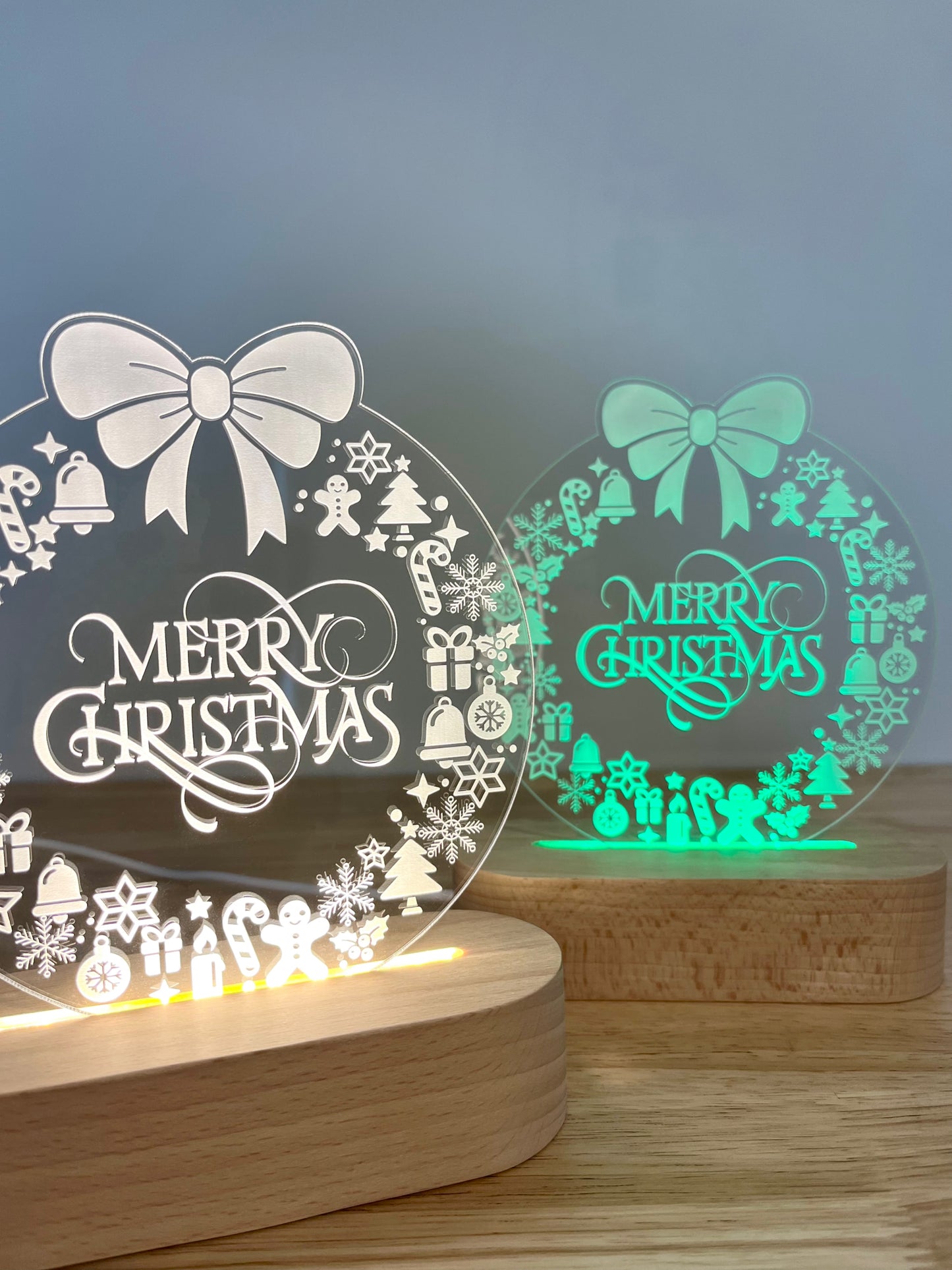 Merry Christmas Wreath Night Light