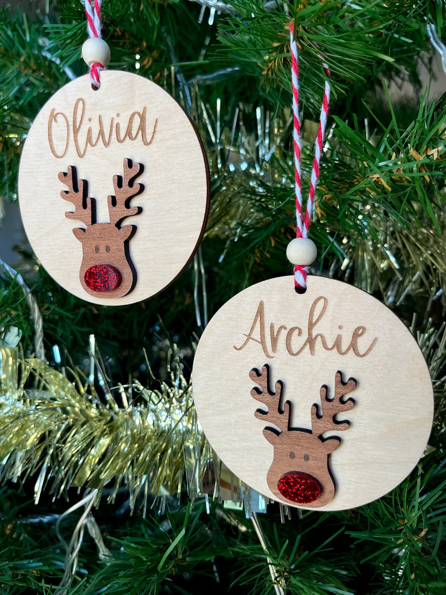 Personalised Reindeer Name Ornament