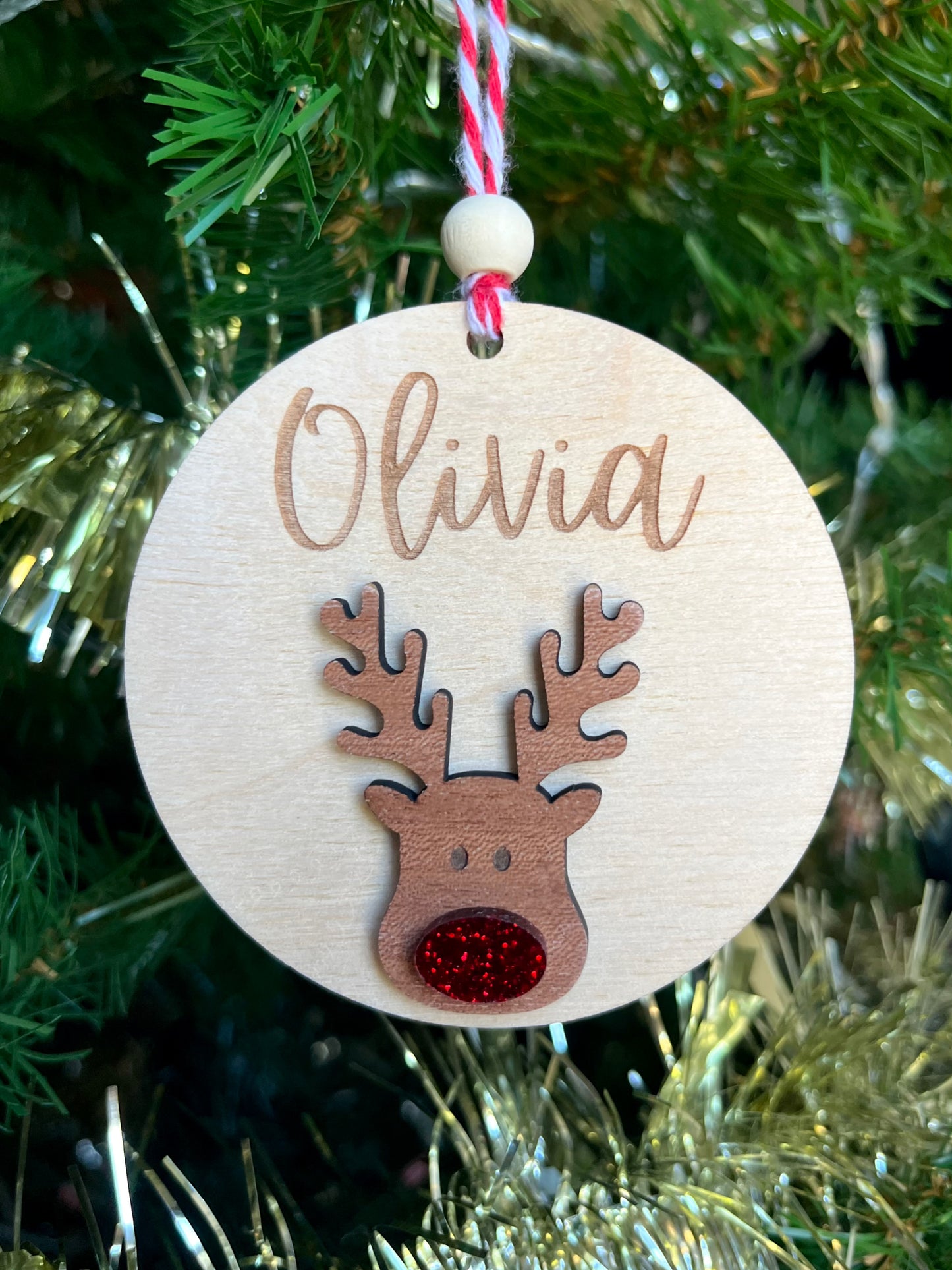 Personalised Reindeer Name Ornament