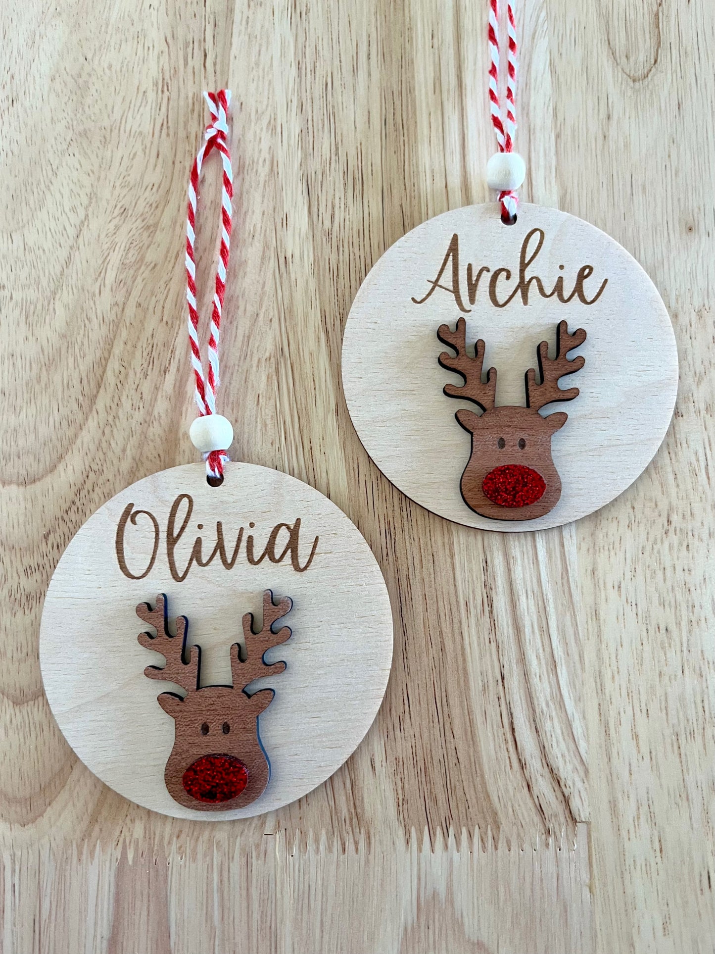 Personalised Reindeer Name Ornament