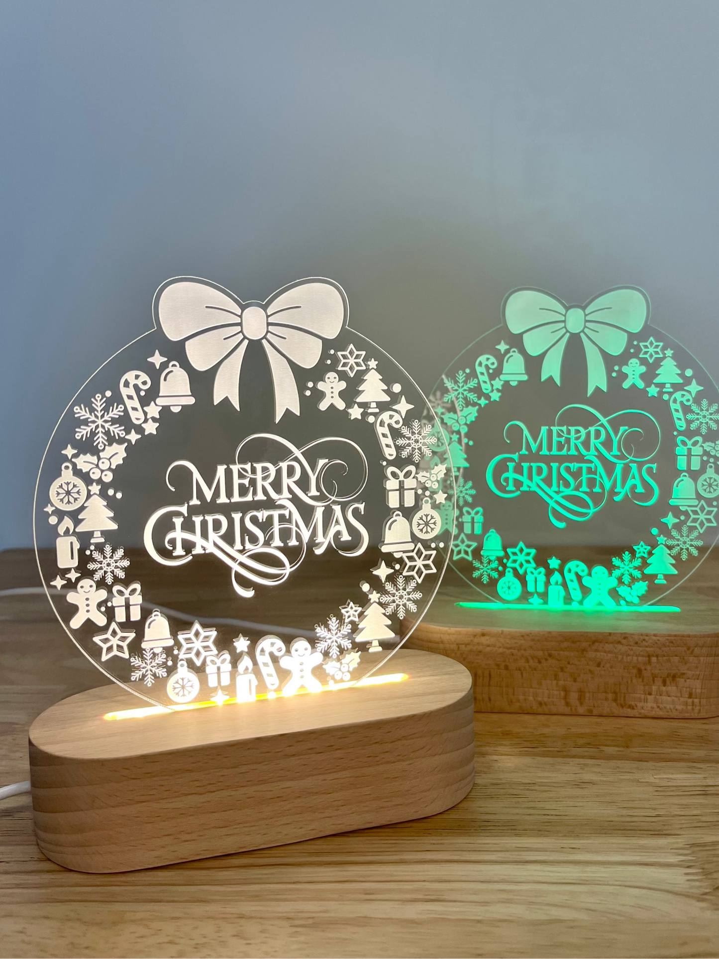 Merry Christmas Wreath Night Light