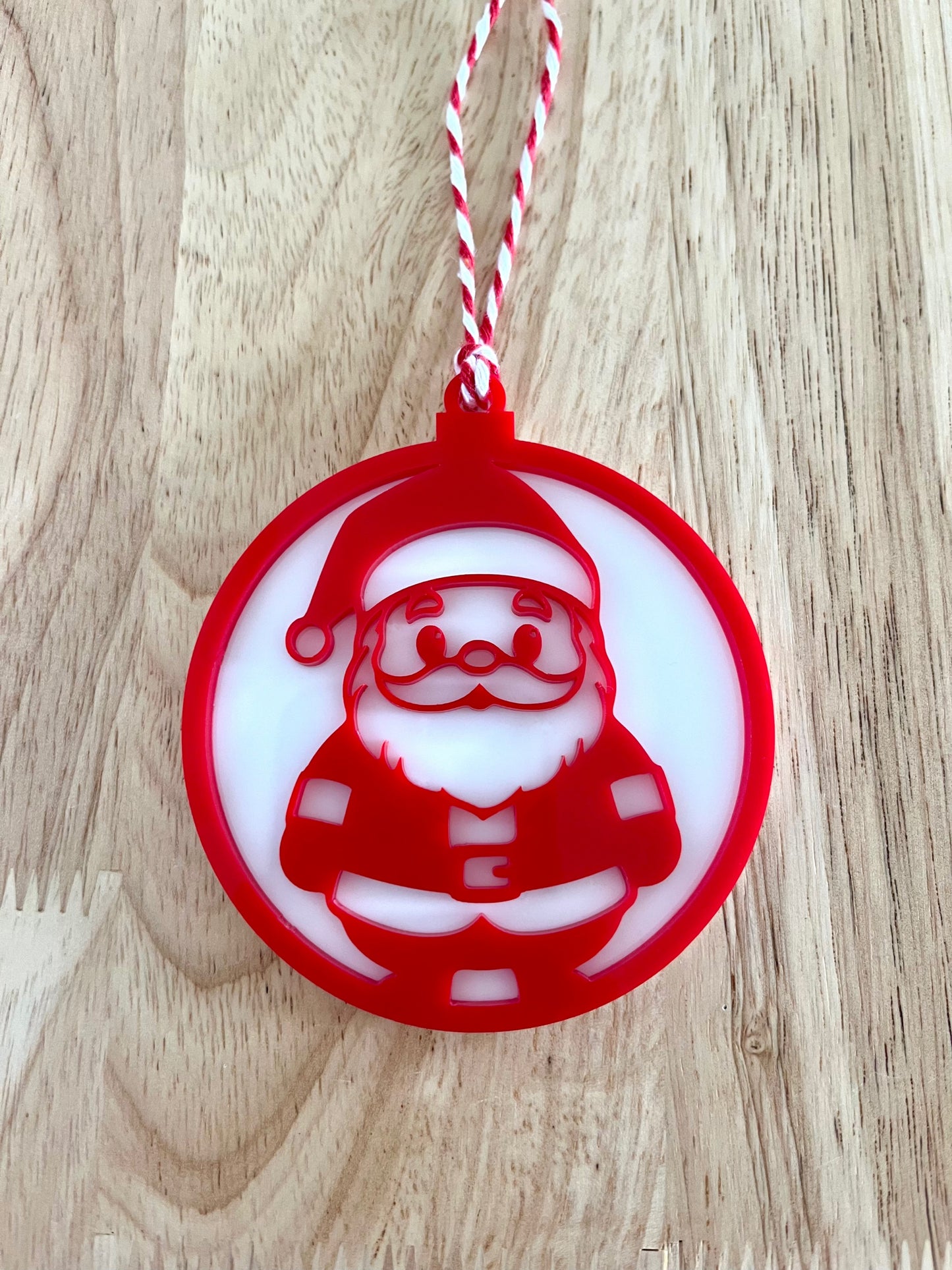 Red & White Santa Ornament