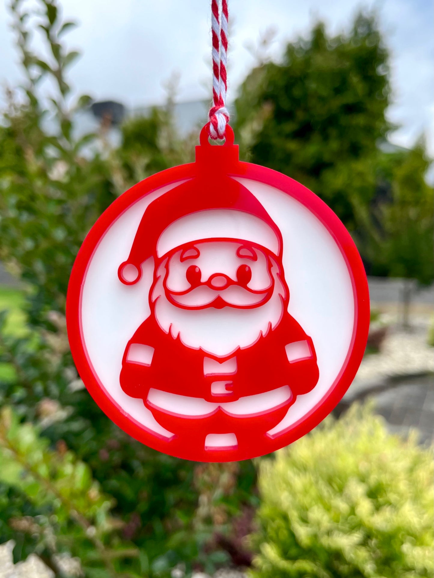 Red & White Santa Ornament