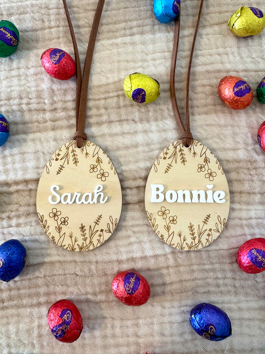 Floral Egg Basket Tag