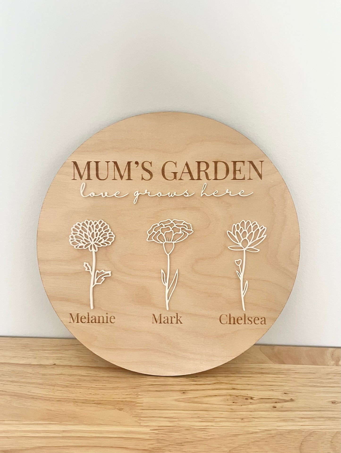 'Mum's Garden' Birth Flower Sign