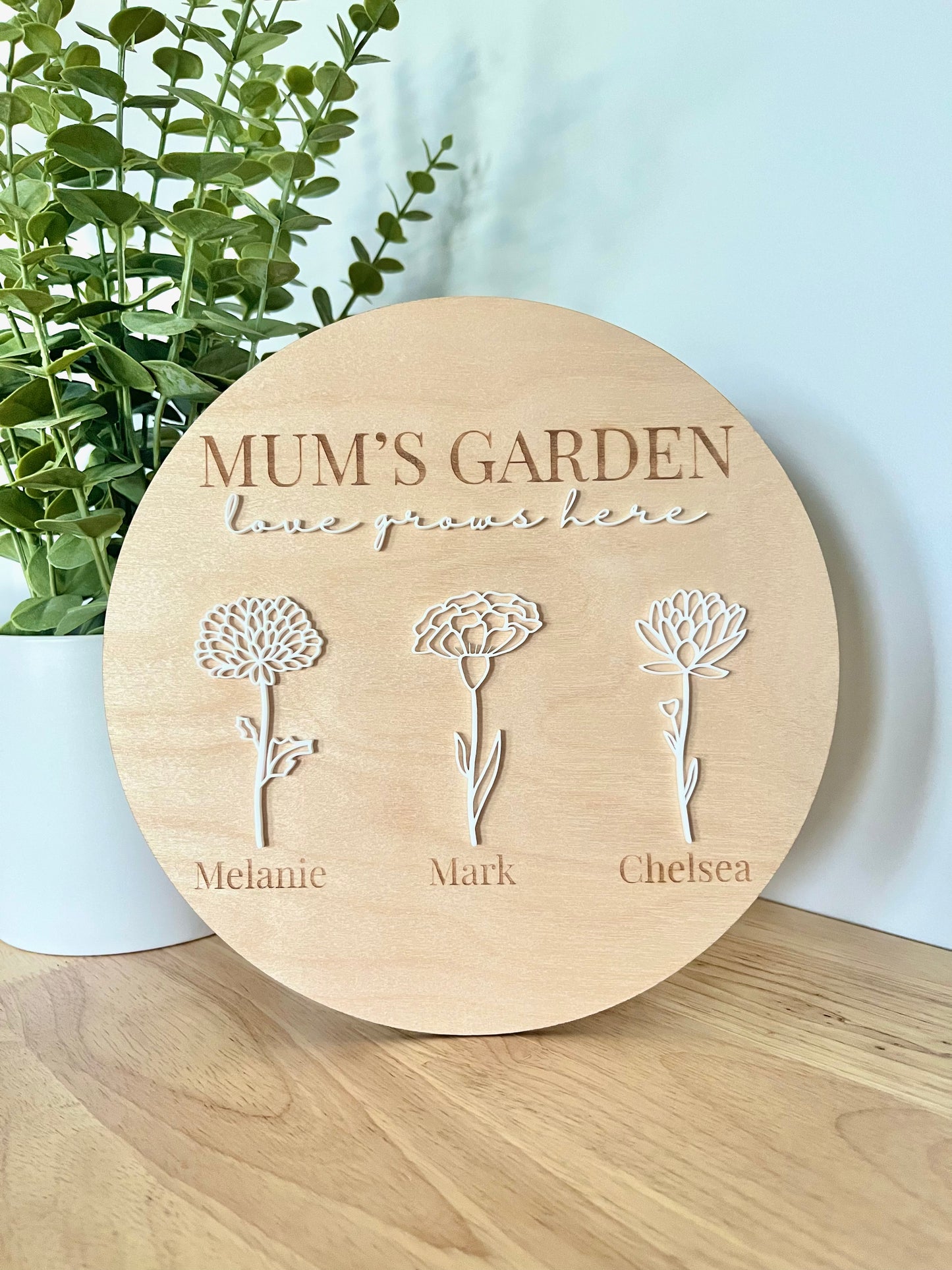 'Mum's Garden' Birth Flower Sign