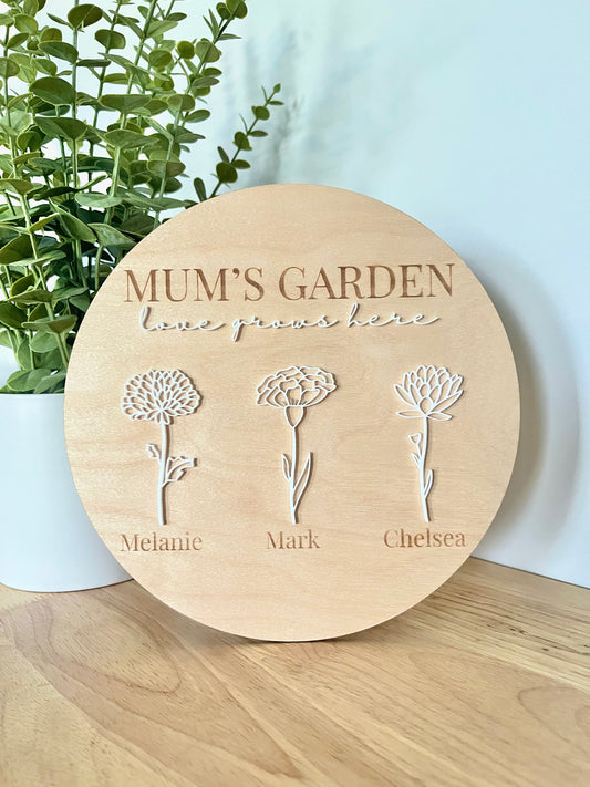 'Mum's Garden' Birth Flower Sign