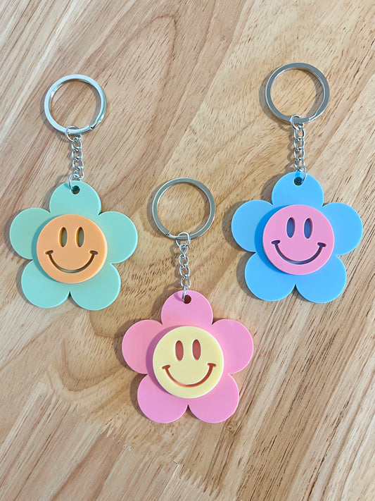 Smiley Flower Keyring