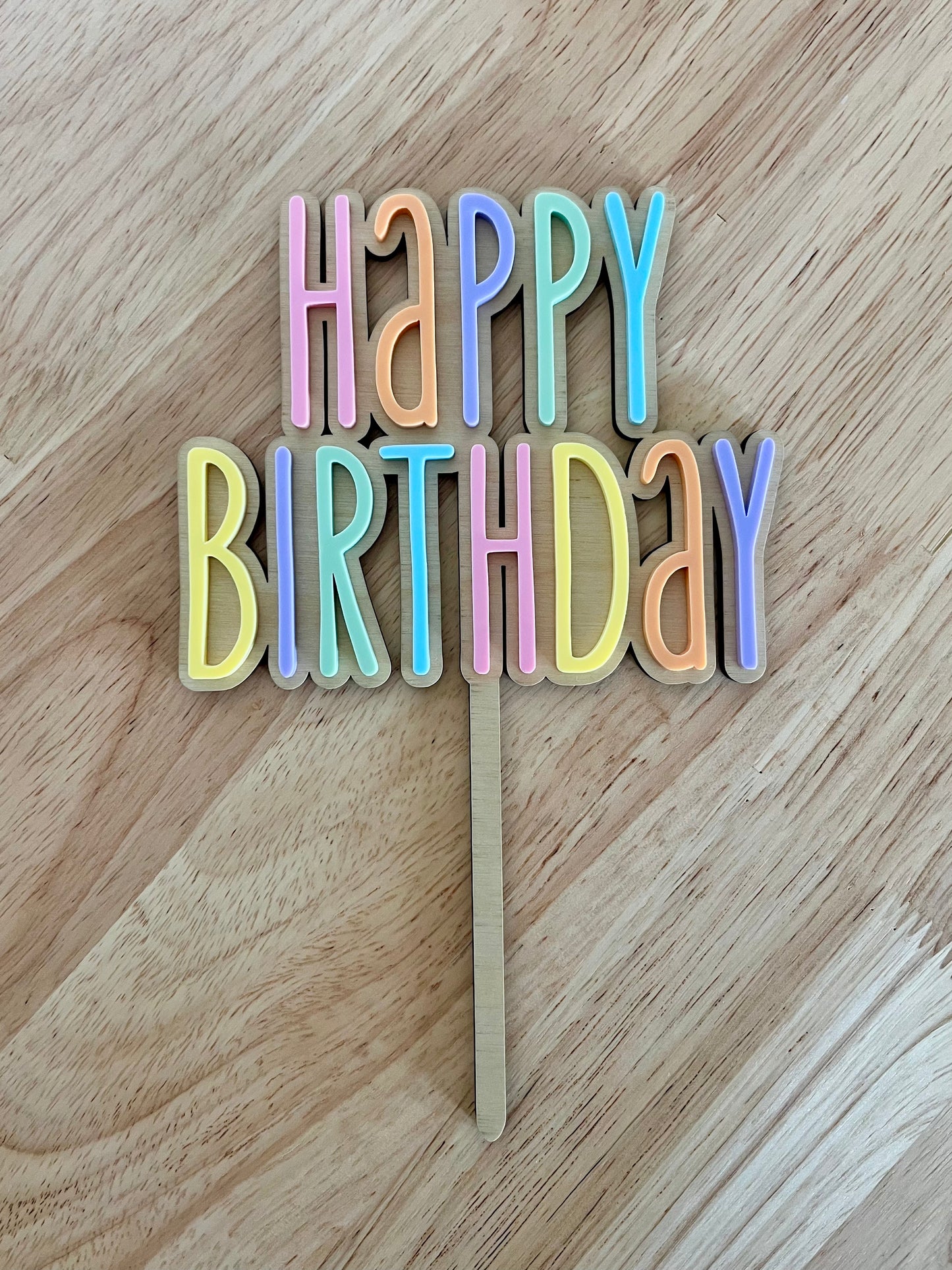 Rainbow Happy Birthday Cake Topper