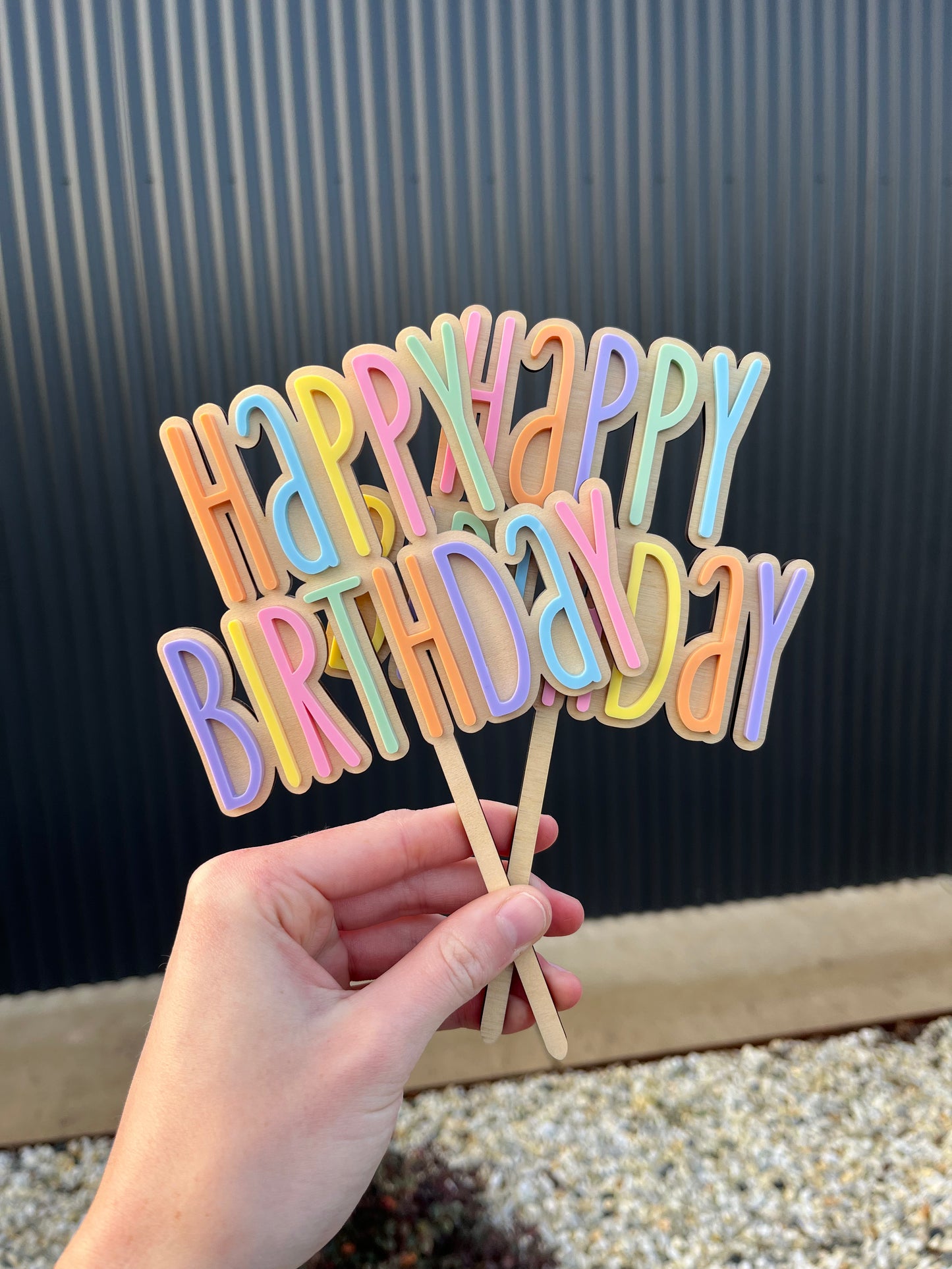 Rainbow Happy Birthday Cake Topper