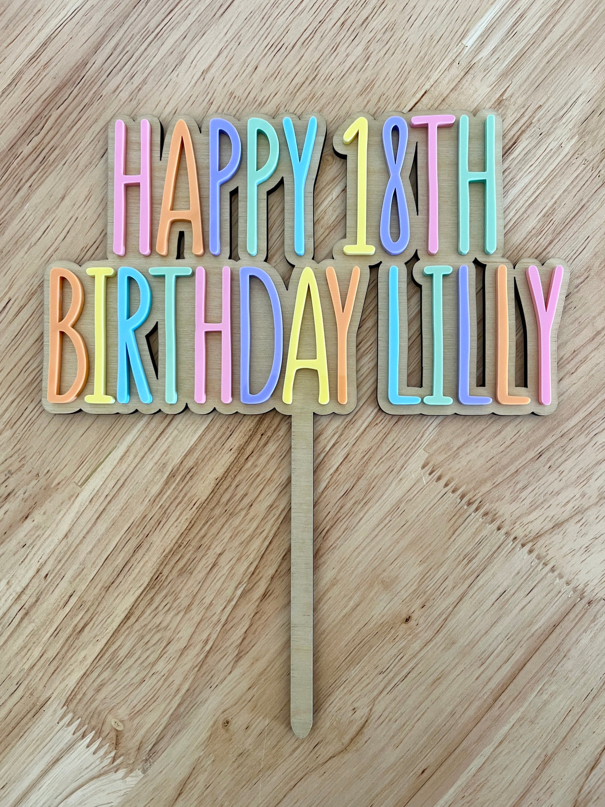 Personalised Rainbow Birthday Cake Topper
